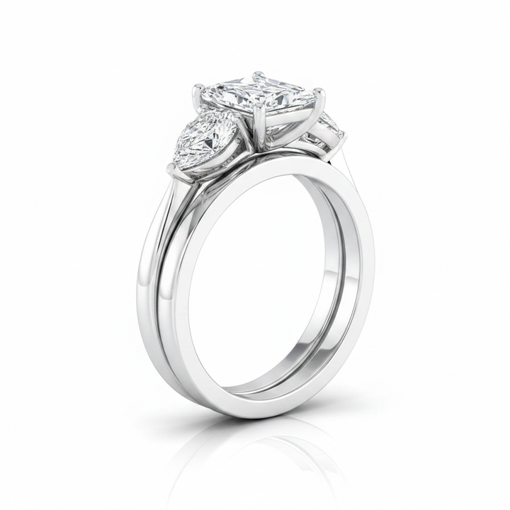 The Angelica Matching Wedding Band, Radiant in 18K White Gold | RockHer