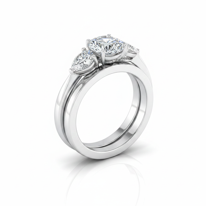 The Angelica Matching Wedding Band, Round in 18K White Gold | RockHer