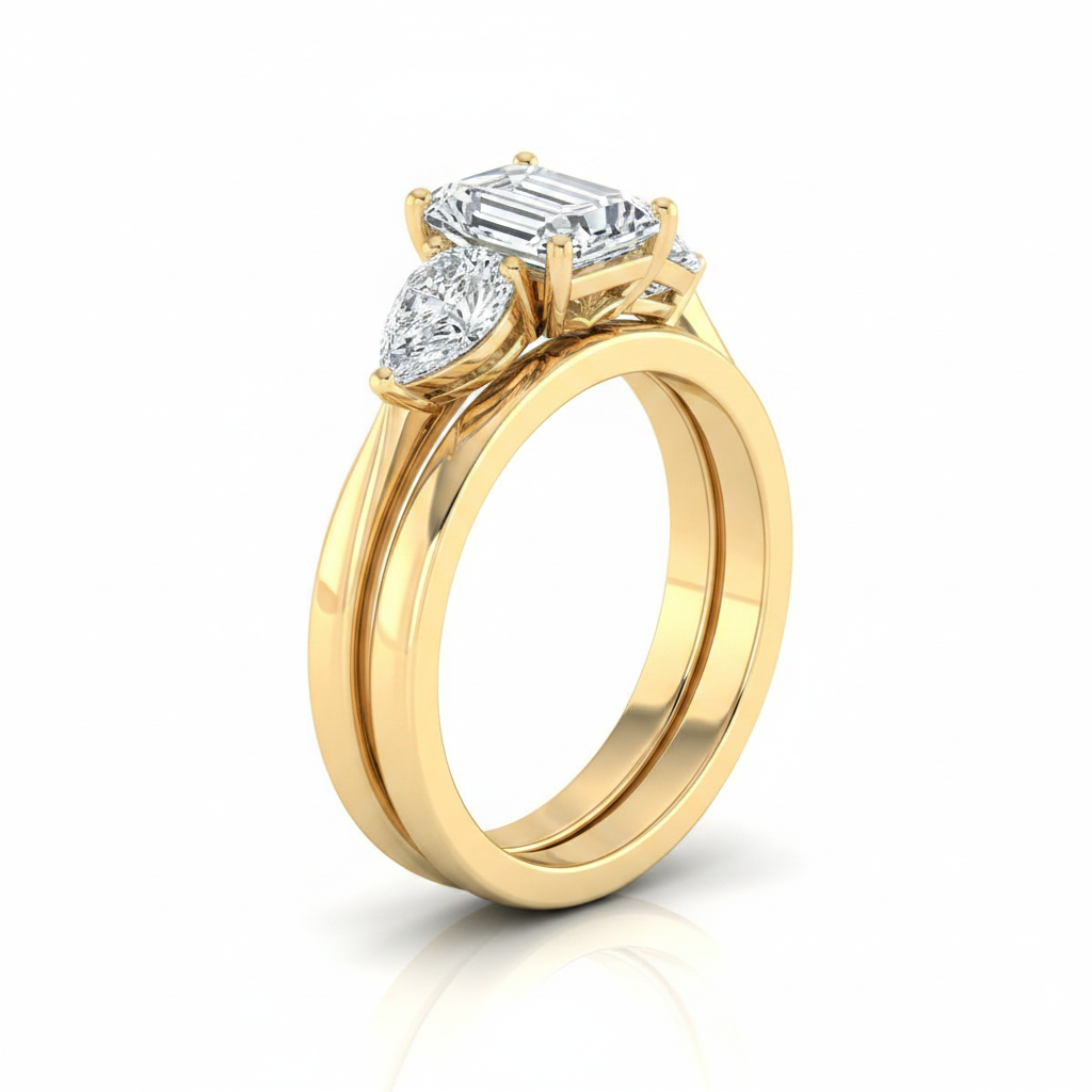 The Angelica Matching Wedding Band, Emerald in 18K Yellow Gold