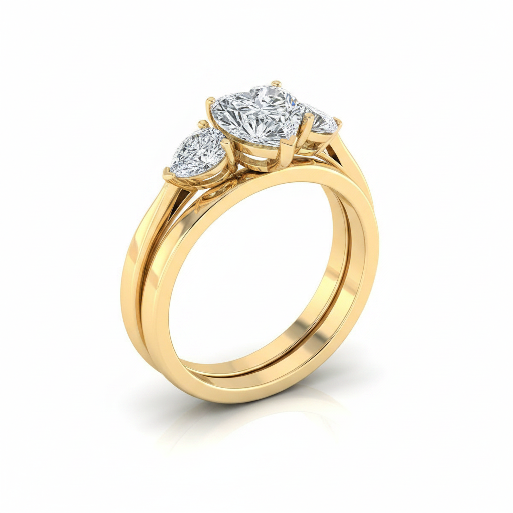 The Angelica Matching Wedding Band, Heart in 18K Yellow Gold