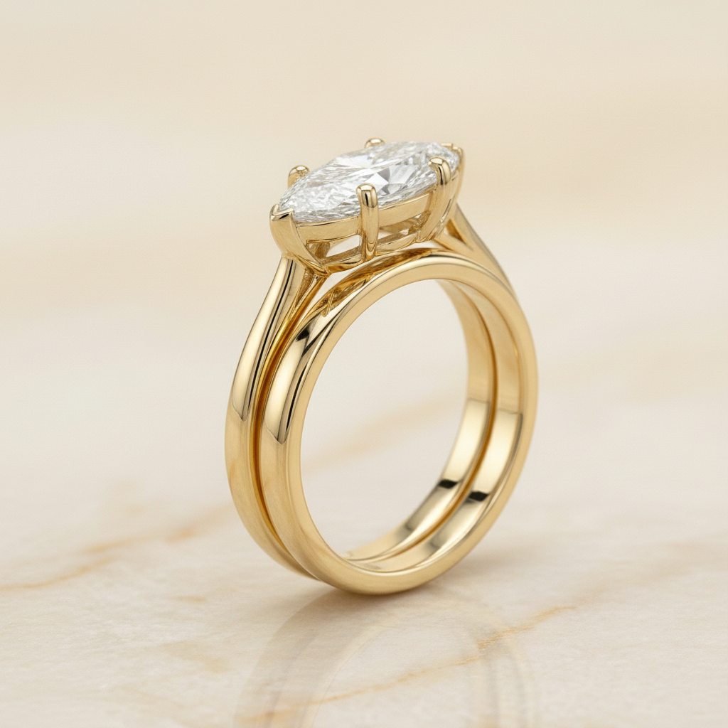 The Angelica Matching Wedding Band, Marquise in 18K Yellow Gold