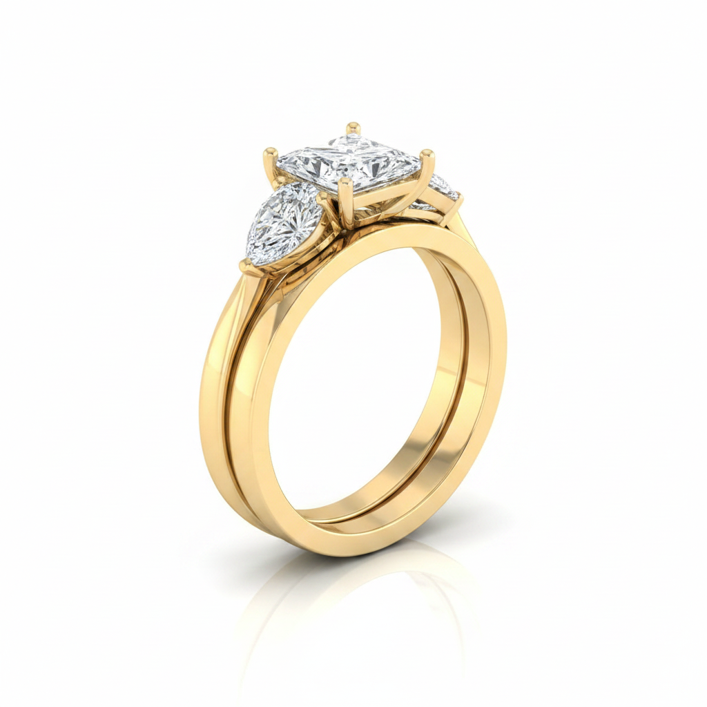 The Angelica Matching Wedding Band, Princess in 18K Yellow Gold