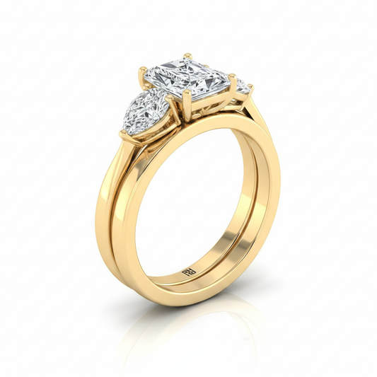 The Angelica Matching Wedding Band, Radiant in 18K Yellow Gold