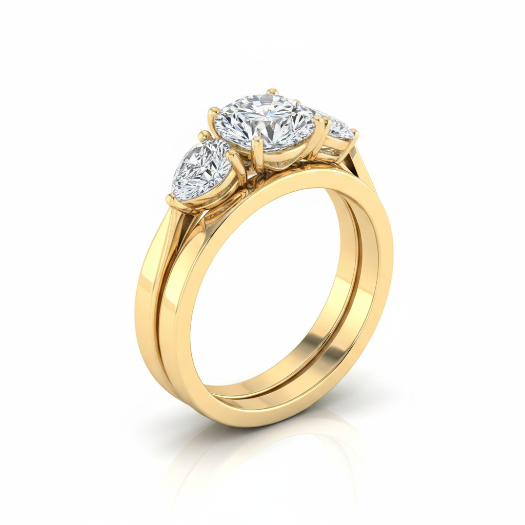 The Angelica Matching Wedding Band, Round in 18K Yellow Gold