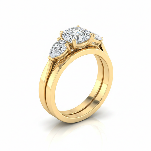 The Angelica Matching Wedding Band, Round in 18K Yellow Gold