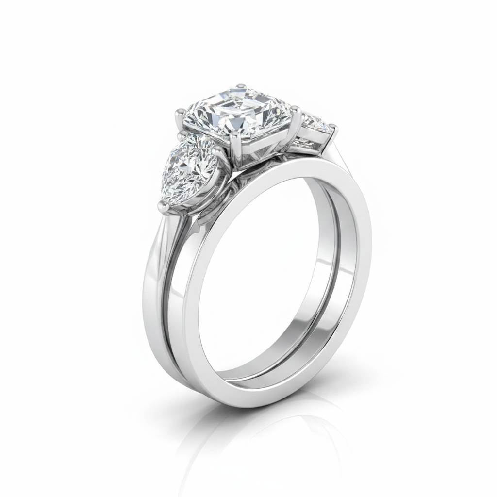 The Angelica Matching Wedding Band, Asscher in Platinum