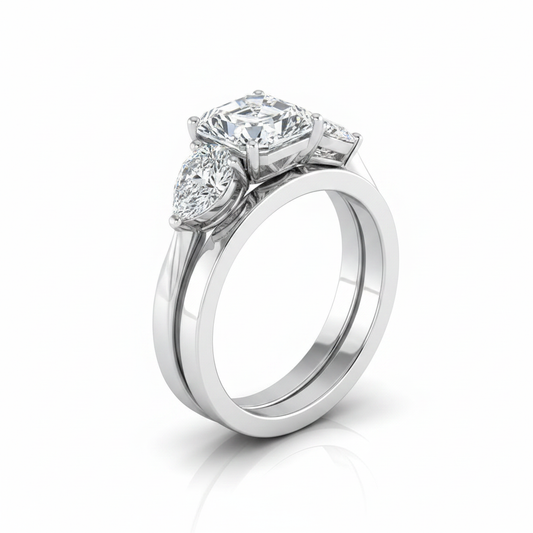 The Angelica Matching Wedding Band, Asscher in Platinum