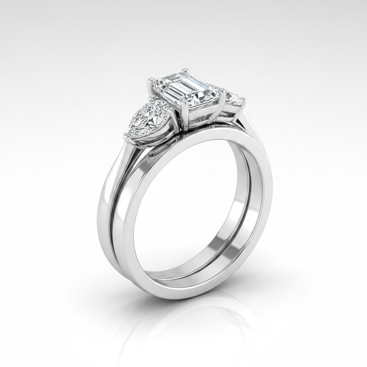 The Angelica Matching Wedding Band, Emerald in Platinum | RockHer