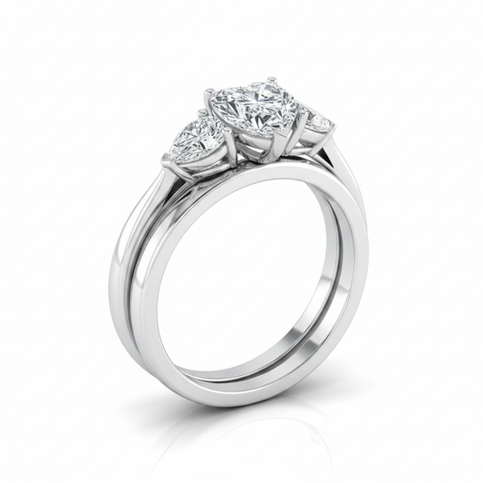 The Angelica Matching Wedding Band, Heart in Platinum