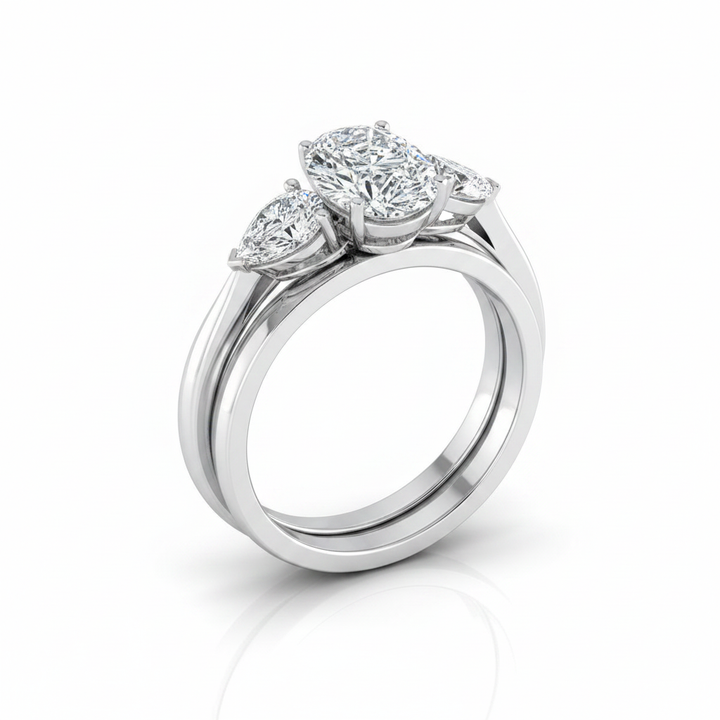 The Angelica Matching Wedding Band, Pear in Platinum | RockHer