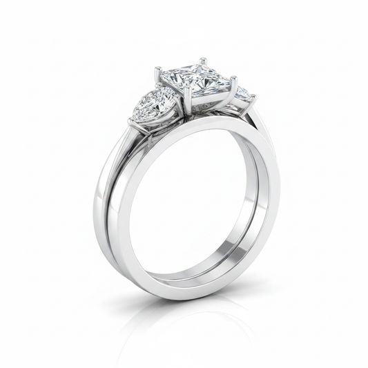 The Angelica Matching Wedding Band, Princess in Platinum