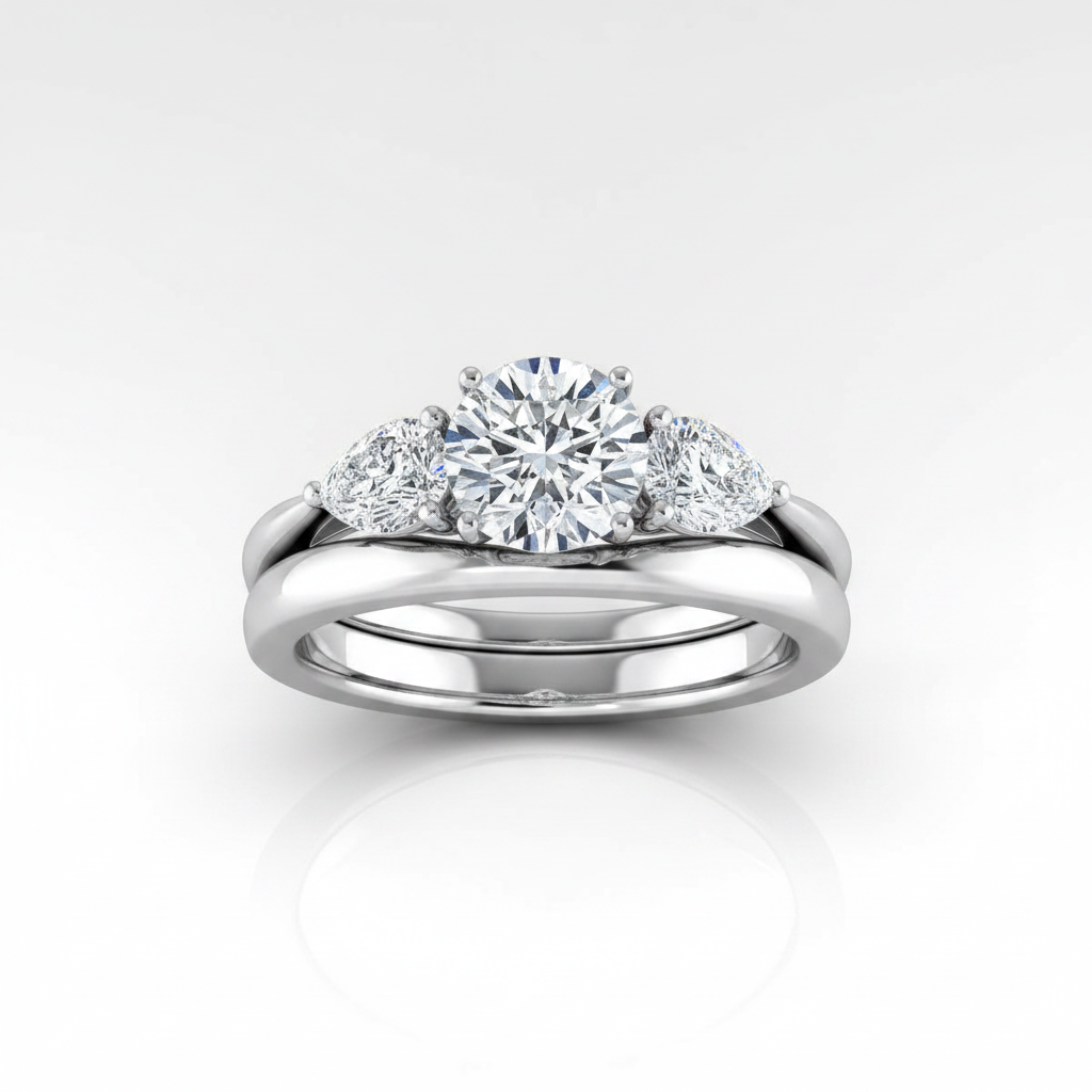 The Angelica Matching Wedding Band, Round in Platinum