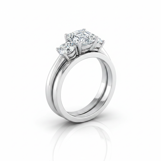 The Anita Matching Wedding Band, Asscher in 18K White Gold
