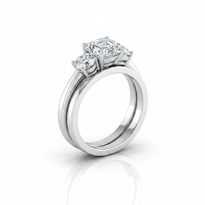 The Anita Matching Wedding Band, Asscher in 18K White Gold | RockHer