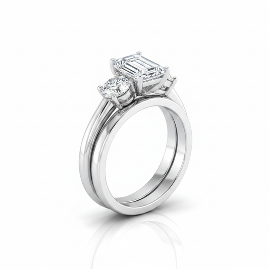 The Anita Matching Wedding Band, Emerald in 18K White Gold