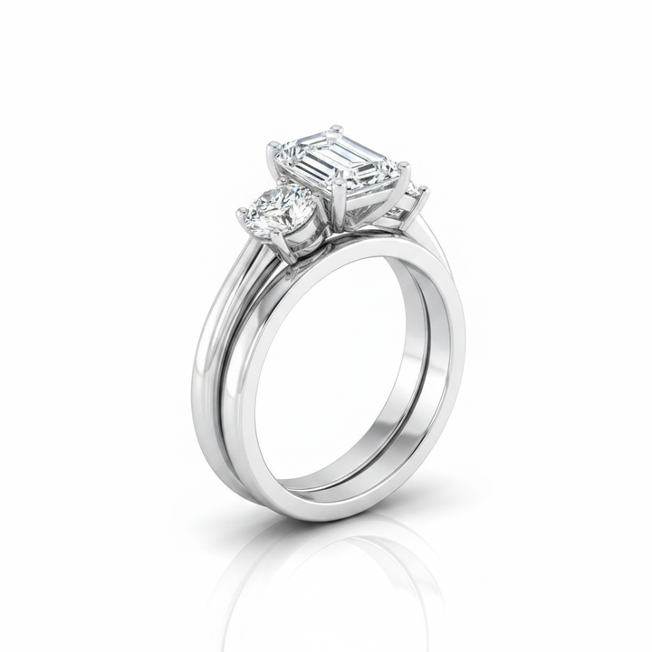 The Anita Matching Wedding Band, Emerald in 18K White Gold | RockHer