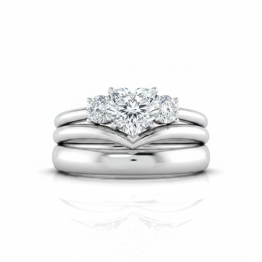 The Anita Matching Wedding Band, Heart in 18K White Gold