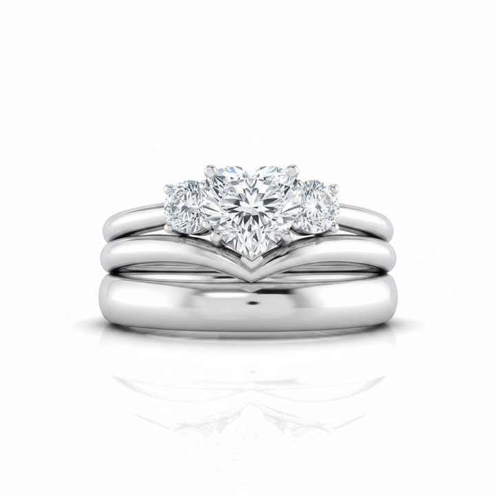 The Anita Matching Wedding Band, Heart in 18K White Gold | RockHer