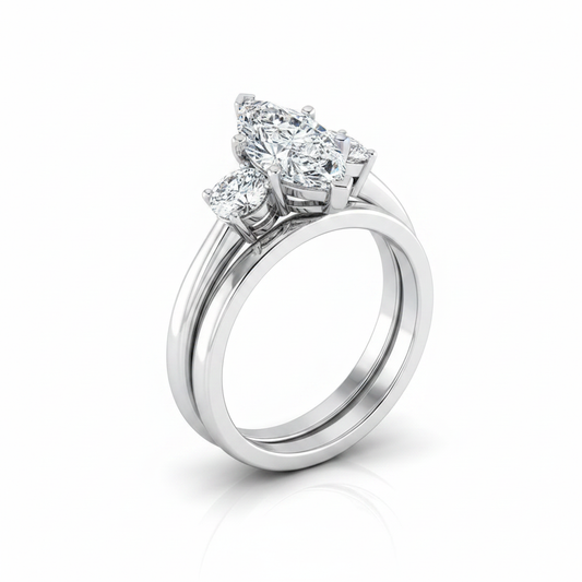 The Anita Matching Wedding Band, Marquise in 18K White Gold