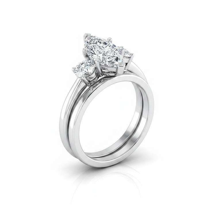 The Anita Matching Wedding Band, Marquise in 18K White Gold