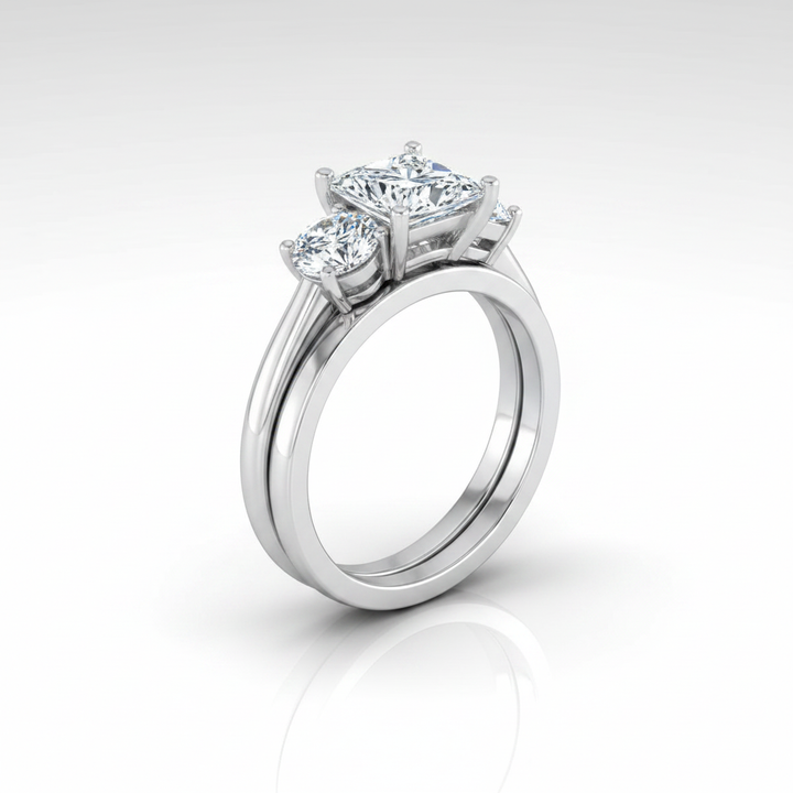 The Anita Matching Wedding Band, Princess in 18K White Gold | RockHer