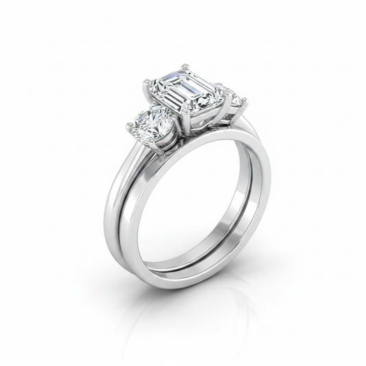 The Anita Matching Wedding Band, Emerald in Platinum