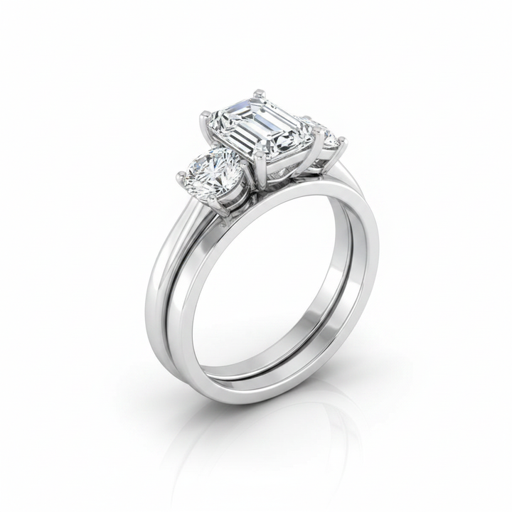 The Anita Matching Wedding Band, Emerald in Platinum | RockHer