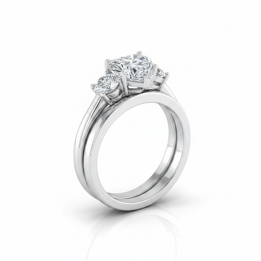 The Anita Matching Wedding Band, Heart in Platinum