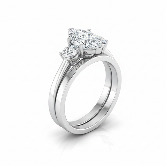 The Anita Matching Wedding Band, Pear in Platinum