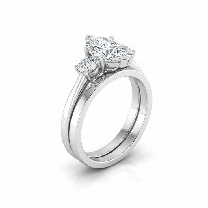 The Anita Matching Wedding Band, Pear in Platinum | RockHer