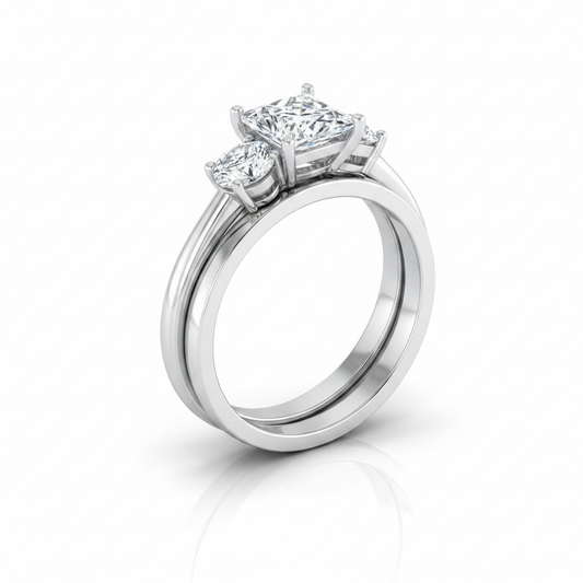 The Anita Matching Wedding Band, Princess in Platinum
