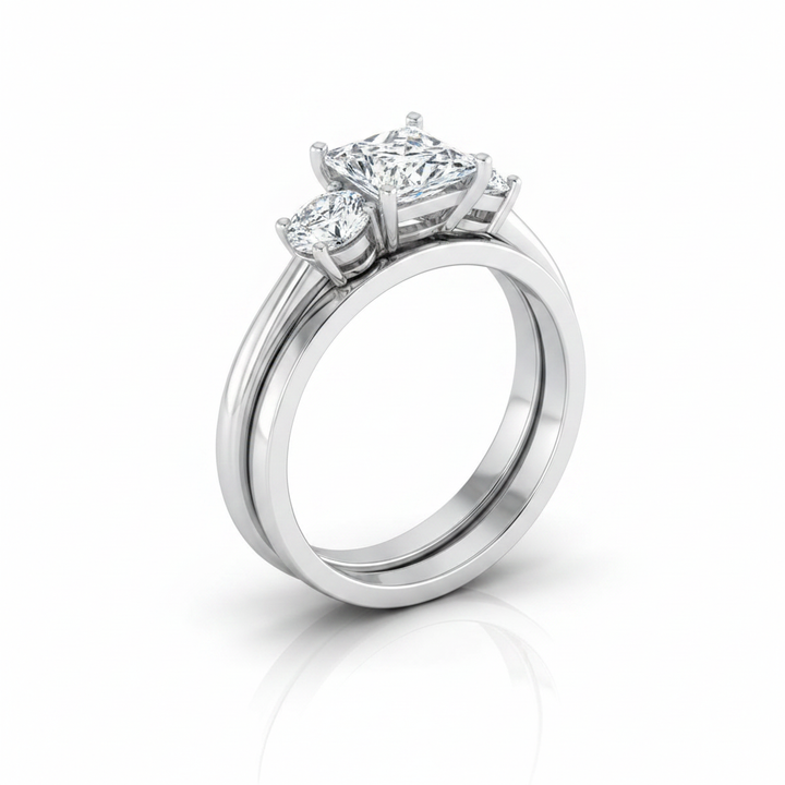 The Anita Matching Wedding Band, Princess in Platinum | RockHer