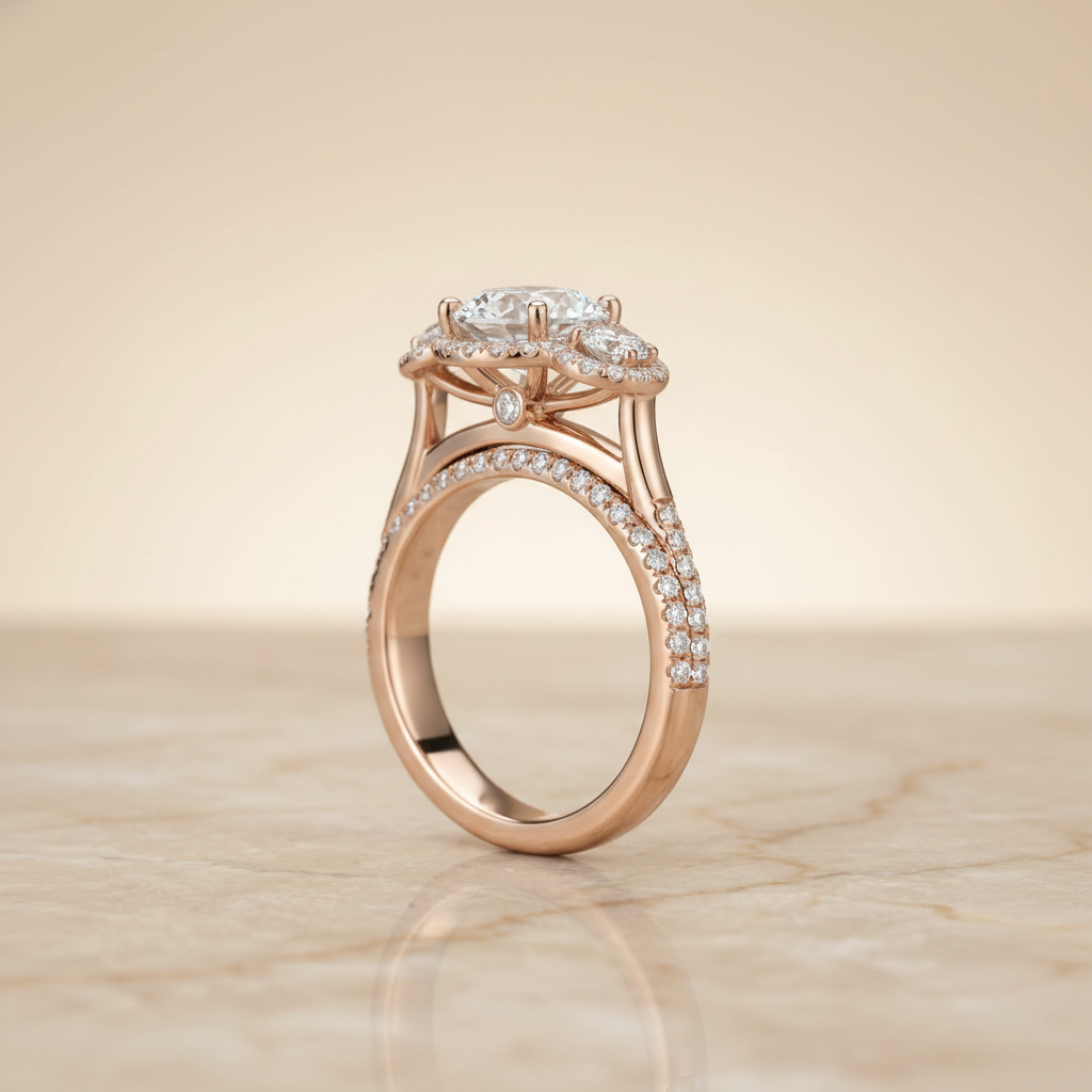 The Anna Matching Wedding Band, Round in 14K Rose Gold