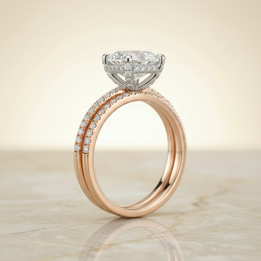 The Annabelle Matching Wedding Band, Cushion in 14K Rose Gold