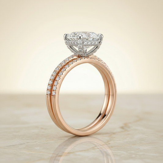 The Annabelle Matching Wedding Band, Cushion in 14K Rose Gold