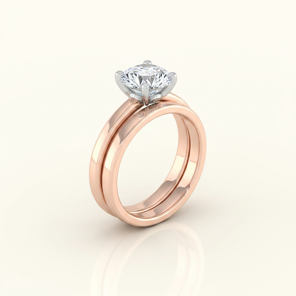 The Annabelle Matching Wedding Band, Round in 14K Rose Gold