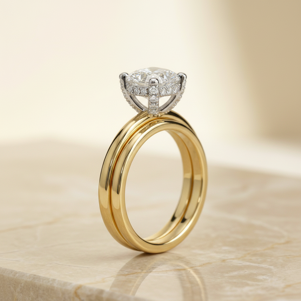 The Annabelle Matching Wedding Band, Cushion in 18K Yellow Gold