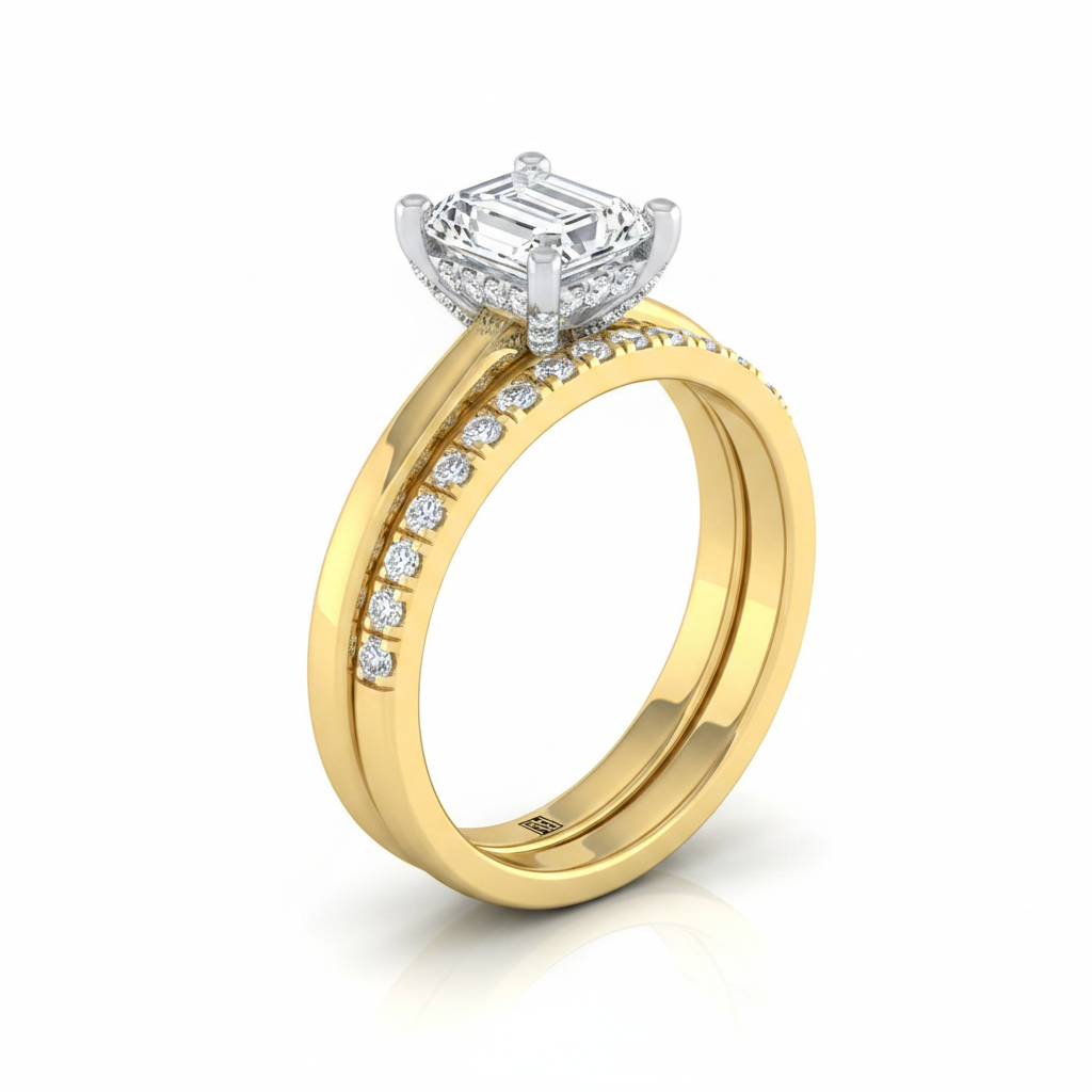 The Annabelle Matching Wedding Band, Emerald in 18K Yellow Gold