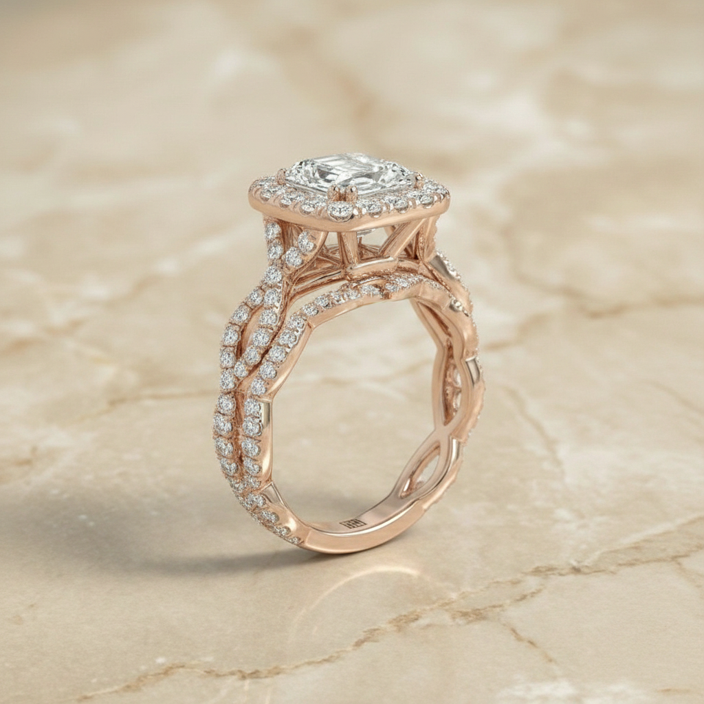 The Annie Matching Wedding Band, Emerald in 14K Rose Gold