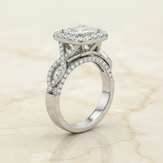 The Annie Matching Wedding Band, Emerald in 18K White Gold
