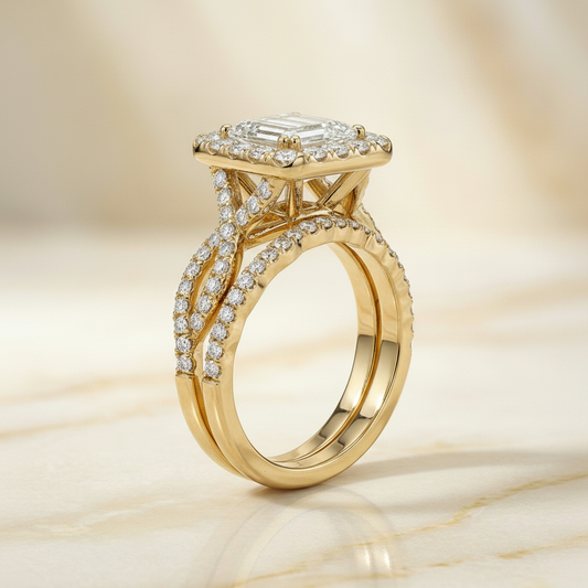 The Annie Matching Wedding Band, Emerald in 18K Yellow Gold