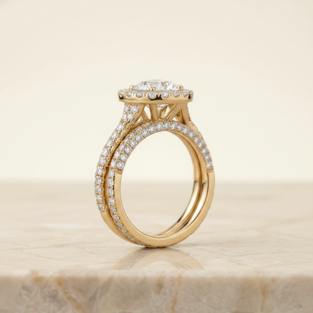 The Annie Matching Wedding Band, Round in 18K Yellow Gold