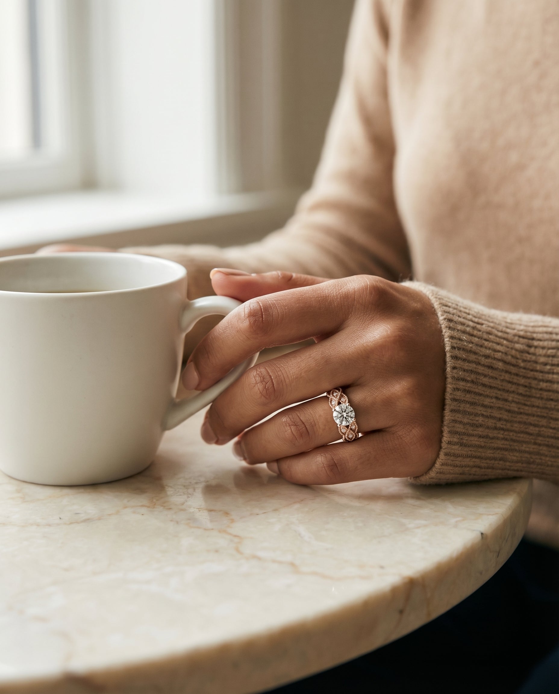 Made to order: The Mae round engagement ring setting in 14K Rose Gold | RockHer