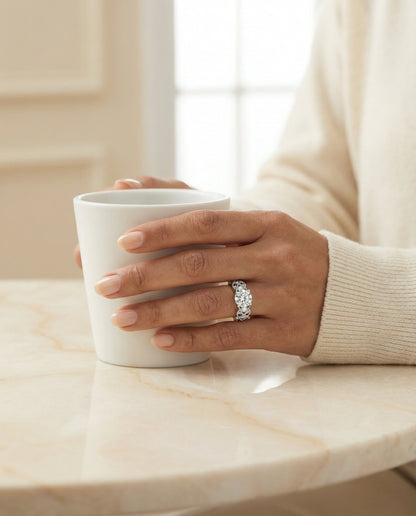 Mae Select antique beaded scalloped twist solitaire round ring in 14K White Gold — lifestyle — RockHer