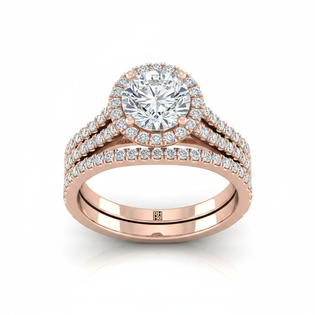 The Aretha Matching Wedding Band, Round in 14K Rose Gold