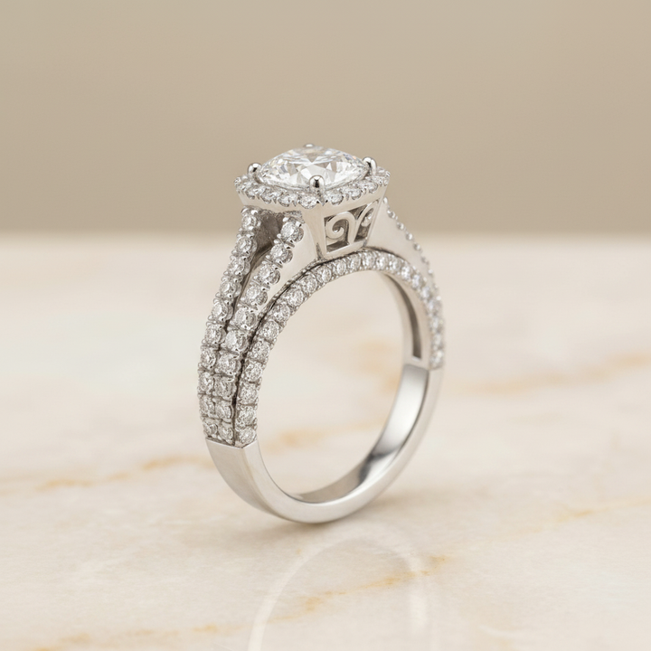 The Aretha Matching Wedding Band, Cushion in 18K White Gold