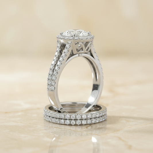 The Aretha Matching Wedding Band, Round in 18K White Gold