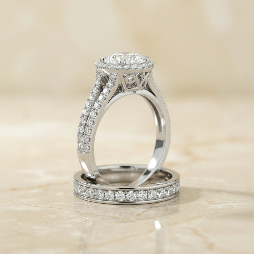 The Aretha Matching Wedding Band, Round in Platinum