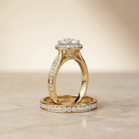 The Aria Matching Wedding Band, Round in 18K Yellow Gold