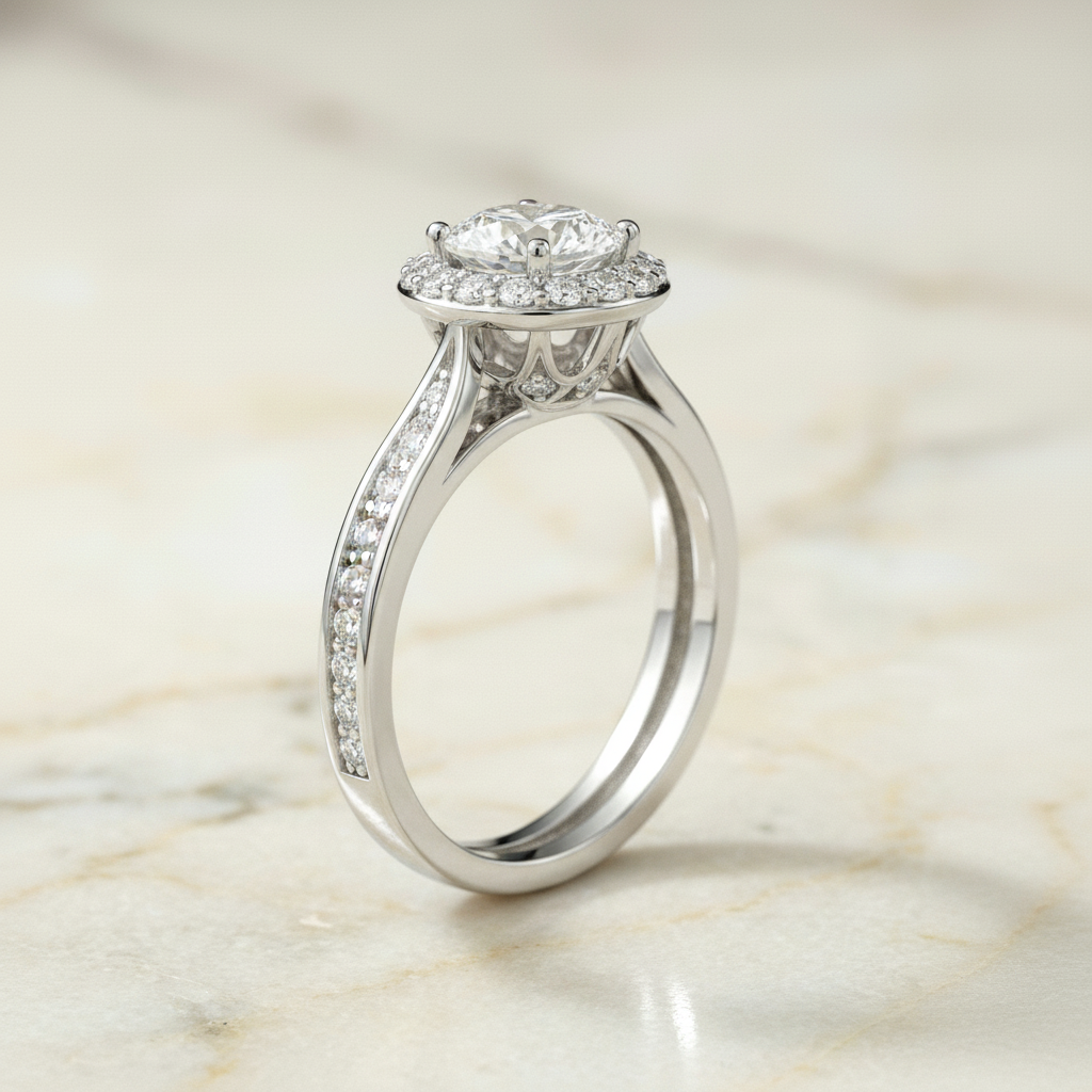The Aria Matching Wedding Band, Round in Platinum